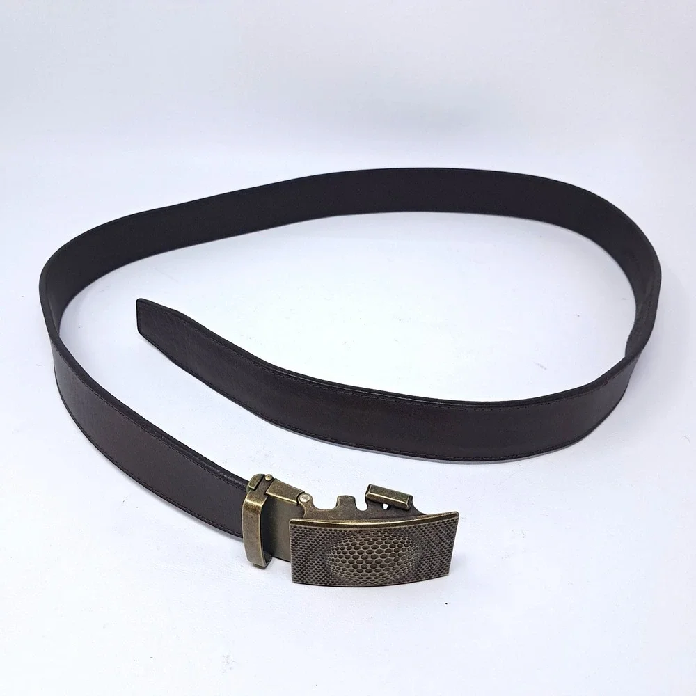 Anson Belt Golf Ball Ratchet Buckle Leather Adjustable Brown No Holes 37